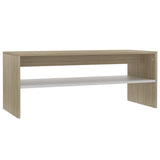 NNEVL Coffee Table White and Sonoma Oak 100x40x40 cm Chipboard
