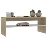 NNEVL Coffee Table White and Sonoma Oak 100x40x40 cm Chipboard