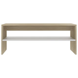 NNEVL Coffee Table White and Sonoma Oak 100x40x40 cm Chipboard