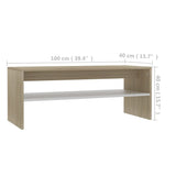 NNEVL Coffee Table White and Sonoma Oak 100x40x40 cm Chipboard