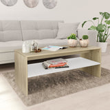 NNEVL Coffee Table White and Sonoma Oak 100x40x40 cm Chipboard