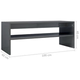 NNEVL Coffee Table High Gloss Grey 100x40x40 cm Chipboard