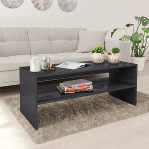 NNEVL Coffee Table High Gloss Grey 100x40x40 cm Chipboard