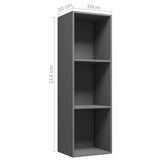 NNEVL Book Cabinet/TV Cabinet Grey 36x30x114 cm Chipboard