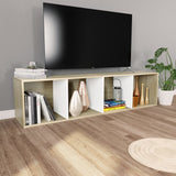 NNEVL Book Cabinet/TV Cabinet White and Sonoma Oak 36x30x143 cm Engineered Wood