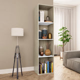 NNEVL Book Cabinet/TV Cabinet White and Sonoma Oak 36x30x143 cm Engineered Wood