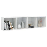 NNEVL Book Cabinet/TV Cabinet High Gloss White 36x30x143 cm Chipboard