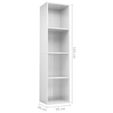 NNEVL Book Cabinet/TV Cabinet High Gloss White 36x30x143 cm Chipboard