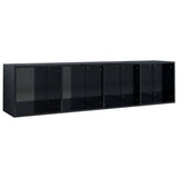 NNEVL Book Cabinet/TV Cabinet High Gloss Black 36x30x143 cm Chipboard