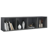NNEVL Book Cabinet/TV Cabinet High Gloss Grey 36x30x143 cm Chipboard