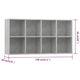 NNEVL Book Cabinet/Sideboard Concrete Grey 66x30x130 cm Engineered Wood