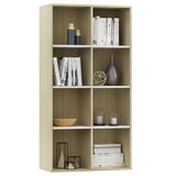 NNEVL Book Cabinet/Sideboard White and Sonoma Oak 66x30x130 cm Chipboard