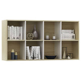 NNEVL Book Cabinet/Sideboard White and Sonoma Oak 66x30x130 cm Chipboard