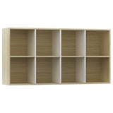 NNEVL Book Cabinet/Sideboard White and Sonoma Oak 66x30x130 cm Chipboard