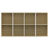 NNEVL Book Cabinet/Sideboard White and Sonoma Oak 66x30x130 cm Chipboard