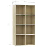 NNEVL Book Cabinet/Sideboard White and Sonoma Oak 66x30x130 cm Chipboard