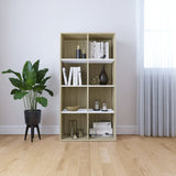 NNEVL Book Cabinet/Sideboard White and Sonoma Oak 66x30x130 cm Chipboard