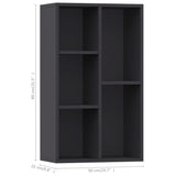 NNEVL Book Cabinet/Sideboard Grey 50x25x80 cm Engineered Wood