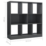 NNEVL Book Cabinet High Gloss Grey 97.5x29.5x100 cm Chipboard