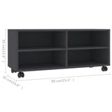 NNEVL TV Cabinet with Castors Grey 90x35x35 cm Engineered Wood