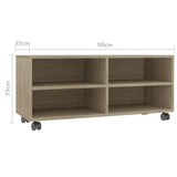 NNEVL TV Cabinet with Castors Sonoma Oak 90x35x35 cm Chipboard