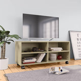 NNEVL TV Cabinet with Castors Sonoma Oak 90x35x35 cm Chipboard