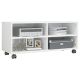 NNEVL TV Cabinet with Castors High Gloss White 90x35x35 cm Chipboard