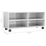 NNEVL TV Cabinet with Castors High Gloss White 90x35x35 cm Chipboard