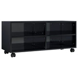 NNEVL TV Cabinet with Castors High Gloss Black 90x35x35 cm Chipboard