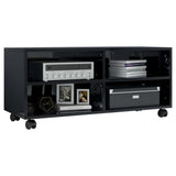 NNEVL TV Cabinet with Castors High Gloss Black 90x35x35 cm Chipboard