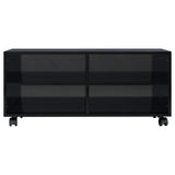 NNEVL TV Cabinet with Castors High Gloss Black 90x35x35 cm Chipboard