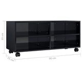 NNEVL TV Cabinet with Castors High Gloss Black 90x35x35 cm Chipboard