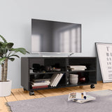 NNEVL TV Cabinet with Castors High Gloss Black 90x35x35 cm Chipboard