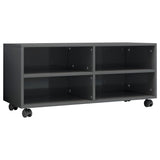 NNEVL TV Cabinet with Castors High Gloss Grey 90x35x35 cm Chipboard