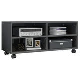 NNEVL TV Cabinet with Castors High Gloss Grey 90x35x35 cm Chipboard