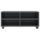 NNEVL TV Cabinet with Castors High Gloss Grey 90x35x35 cm Chipboard