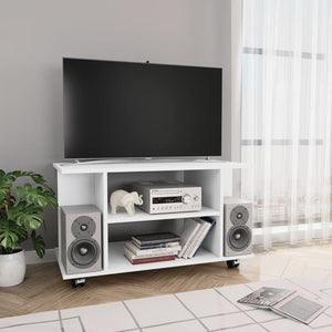 NNEVL TV Cabinet with Castors White 80x40x40 cm Chipboard