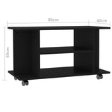 NNEVL TV Cabinet with Castors Black 80x40x40 cm Chipboard
