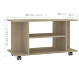 NNEVL TV Cabinet with Castors Sonoma Oak 80x40x40 cm Chipboard