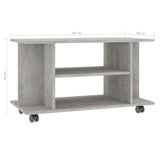 NNEVL TV Cabinet with Castors Concrete Grey 80x40x40 cm Chipboard