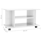 NNEVL TV Cabinet with Castors High Gloss White 80x40x40 cm Chipboard