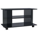 NNEVL TV Cabinet with Castors High Gloss Black 80x40x40 cm Chipboard