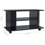 NNEVL TV Cabinet with Castors High Gloss Black 80x40x40 cm Chipboard