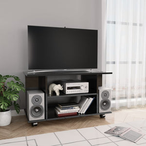 NNEVL TV Cabinet with Castors High Gloss Black 80x40x40 cm Chipboard