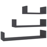 NNEVL Wall Display Shelf 3 pcs Grey Chipboard