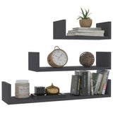 NNEVL Wall Display Shelf 3 pcs Grey Chipboard