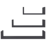 NNEVL Wall Display Shelf 3 pcs Grey Chipboard