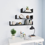 NNEVL Wall Display Shelf 3 pcs Grey Chipboard
