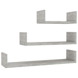 NNEVL Wall Display Shelf 3 pcs Concrete Grey Chipboard
