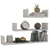 NNEVL Wall Display Shelf 3 pcs Concrete Grey Chipboard